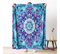 Boho Mandala Blanket 40x50 Inch, Warm Soft Lightweight, Indian Exotic Bohemia Throw Blanket For Sofa, Home Decor Flannel Blanket, Hippie Floral Abstract Fleece Blanket, Washable Cozy All Season