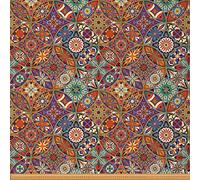 Boho Mandala Circle Bohemian Style Fabric by The Yard Hippie Mandala Decorative Fabric for Upholstery Exotic Floral Print 2 Yards (L184*W150cm) Colorful