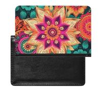 Boho Mandala Colorful Flowers Passport Holder Cover Passport Cover Protector Essentials with Credit Card Slots Slim Travel Wallet Covers Documents Organizer Protector for Man&Women