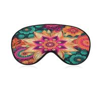 Boho Mandala Colorful Flowers Sleep Mask,Adjustable Strap Sleeping Mask, Complete Light Blocking Sleep Shade Cover,Soft Breathable Comfortable Blindfold for Women and Men