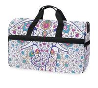 Boho Mandala Elephant Travel Duffel Bag for Men Women Boys Girls Teens,Oversized Sports Gym Bag with Shoes Compartment Overnight Weekend Yoga Workout Bag Training Handbag