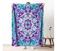 Boho Mandala Floral Blanket Queen Soft Lightweight, Hippie Bohemia Traditional Microfiber Blanket 86x94 Inch, Abstract Geometric Throw Blanket Washable Warm Cozy For Bedroom Sofa Camping Travel