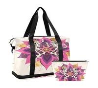 Boho Mandala Flower and Human Skeleton Foldable Gym Sports Duffel Bags Sport Training Bag with Toiletry Bag for Trekking