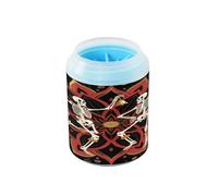 Boho Mandala Flower and Human Skeleton Portable Paw Cleaning Cup Silicone Brush Soft Feet Cleaning Machine for Cats Dogs