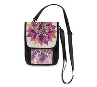 Boho Mandala Flower and Human Skeleton Travel Wallet Passport Holder Travel Wallet Organizer Slim Lightweight Crossbody Bag with Adjustable Strap