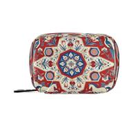 Boho Mandala Flower Blue Red First aid Bag with Detachable Compartments Attachable Pill Cases Organizers for Purse