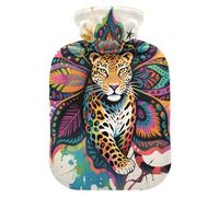 Boho Mandala Flowers Leopard Colorful Cute hot Water Bottle with Soft Cover, 2L hot compresses for The Body for Tummy Warmer