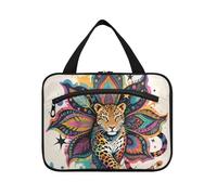 Boho Mandala Flowers Leopard Colorful Hanging Bag for Traveling with Hook, Designer Essential Bags for toiletries for Travel Make up Backpacking estuche para maquillaje L