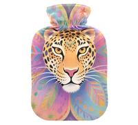 Boho Mandala Flowers Leopard hot Bottle Water Bag with Soft Cover, 1L Warm Compress for ( Scenario), Arthritis, Bolsa Caliente para Dolores Menstrual
