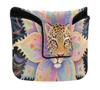 Boho Mandala Flowers Leopard Mallet Putter Head Cover Magnetic Putters Headcover for Mallets and Square PU Leather Waterproof