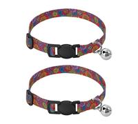 Boho Mandala Flowers Pet Collar 2 Pack Soft Cat Collar Adjustable Length 10.6" to 17.1"