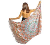 Boho Mandala Pareo Sarong Bikini Cover Up with Tassels - Super Soft Lightweight Cotton, Large Indian Peacock Print