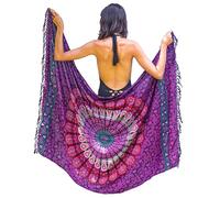 Boho Mandala Pareo Sarong Bikini Cover Up with Tassels - Super Soft Lightweight Cotton, Large Indian Peacock Print