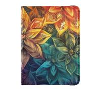 Boho Mandala Pattern Flowers Colorful Leather Passport Holder Cover for travel Travel Documents Organizer Protector Badge ID Vaccine Card Holder Wallet for men Lightweight