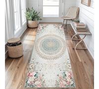 Boho Mandala Runner Rug 60 x 180 cm Long Washable, Bohemian Flower Carpet Runners for Hallway Non Slip, Kitchen Entryway Hall Bedroom Decor, Soft Low Pile mY&j87