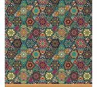 Boho Mandala Upholstery Fabric by The Yard,Vintage Bohemian Geometric Pattern,Exotic Floral Reupholstery Fabric for Chairs,1 Yard,L92*W150cm,Colorful
