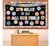 Boho Mental Health Bulletin Board Set Feeling Classroom Decorations Emotion Cutouts Growth Mindset Wall Art Decor Calm Corner for Classroom Back to School Supplies Feeling Chart School Counselor