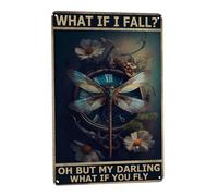 Boho Metal Wall Art Hippie Decor, Retro Garden Signs, and Funny Bathroom Gifts - with Life Quotes, Dragonfly Clock, Daisy Plates, and Wild Home Bar Posters - Perfect for Man Caves - 8x12 inches