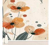 Boho Mid-Century Flower Wallpaper Decals, Minimalism Abstract Nature Murals Waterproof PVC, Geometric Wall Stickers Self Adhesive for Sofa Background Bedroom Living 230x210 cm