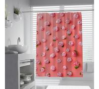 Boho Minimalist Bathroom Decor Pink and White Hydrangea Blossoms Shower Curtain Coral Base Waterproof Polyester Shower Curtain Washable 200 x 200 cm