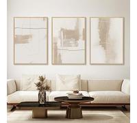 Boho Minimalist Canvas Wall Art - Neutral Beige & White Abstract Prints 16x24in