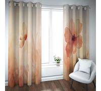 Boho Minimalist Design Curtains Elegant Flowers Eyelet Blackout Thermal Window Curtains for Bedroom Living Room Dining Room Office W42xL84in 2 Panels