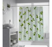 Boho Minimalist Shower Curtain Mint Green Background Bathroom Decor White Jasmine Flowers with Green Leaf Shower Curtain Machine Washable 200 x 200 cm