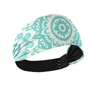 Boho Mint Green Vintage Flowers Moisture Wicking extra wide headbands for women Elastic head for women for Workouts make up Volleyball Football