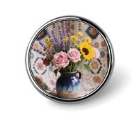 Boho Modern Vintage Floral Button Pins Round Badges Lapel Pins
