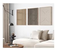 Boho Modern Wall Art Pictures Neutral Abstract Canvas Wall Decor Minimalist Line Wall Art Beige Brown Black Poster Mid Century Painting Artwork for Living Room Bedroom 12x16 Inch Unframed Set of 3