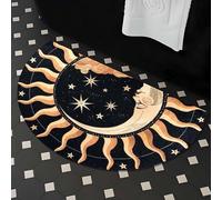 Boho Moon Bath Mat Half Circle Bathroom Rug Half Moon Bath Mats Indoor Entrance for Bathroom Non-Slip Wear Resistant Black & Yellow Goth Moon and Stars Floor Mats Area Rugs Fit for Home Kitchen Patio