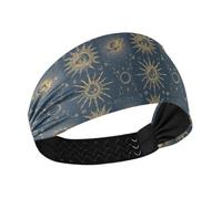 Boho Moon Dark Blue Cooling summer headbands for women Stretchy sweat bands for Gym Volleyball washing face Yoga