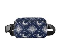 Boho Moon Dark Blue Fashion Fanny Pack Waist Bag for Men Women Mini Chest Belt Bum Bag with Adjustable Strap for Cycling Hiking Gym