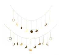 Boho Moon Phase Wall Hanging Garland, Gold Metal Moon Ornament for Astrology Lovers, Bohemian Wall Décor for Bedroom Living Room Christmas Wedding, Large(large)