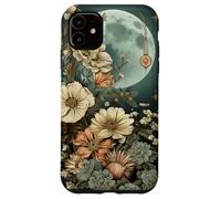 Boho Moon Wildflower Floral on Sage Green Background Case for iPhone 11