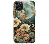 Boho Moon Wildflower Floral on Sage Green Background Case for iPhone 11 Pro Max
