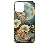 Boho Moon Wildflower Floral on Sage Green Background Case for iPhone 12 mini