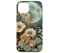 Boho Moon Wildflower Floral on Sage Green Background Case for iPhone 13