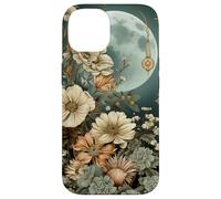 Boho Moon Wildflower Floral on Sage Green Background Case for iPhone 14