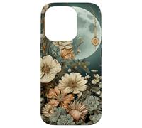 Boho Moon Wildflower Floral on Sage Green Background Case for iPhone 14 Pro
