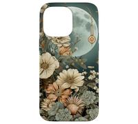 Boho Moon Wildflower Floral on Sage Green Background Case for iPhone 14 Pro Max