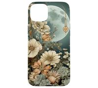 Boho Moon Wildflower Floral on Sage Green Background Case for iPhone 15 Plus