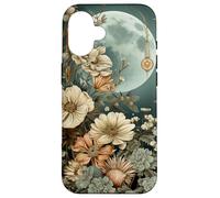 Boho Moon Wildflower Floral on Sage Green Background Case for iPhone 16