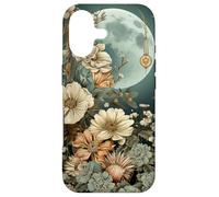 Boho Moon Wildflower Floral on Sage Green Background Case for iPhone 17