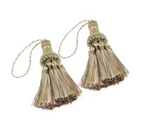 Boho Moroccan Curtain Tassels 1 Pair, Green Polyester Tiebacks | Layered Fringe Look, No-Sew Replacement, Balanced Symmetry, for Door Curtain Ends, Bedrooms and Festival Parties