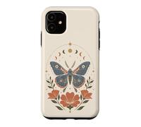 Boho Moth Butterfly Floral Celestial Moon Phases Nature Case for iPhone 11