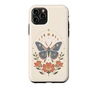 Boho Moth Butterfly Floral Celestial Moon Phases Nature Case for iPhone 11 Pro