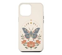 Boho Moth Butterfly Floral Celestial Moon Phases Nature Case for iPhone 12 Pro Max