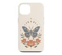 Boho Moth Butterfly Floral Celestial Moon Phases Nature Case for iPhone 13