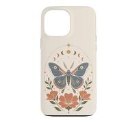 Boho Moth Butterfly Floral Celestial Moon Phases Nature Case for iPhone 13 Pro Max